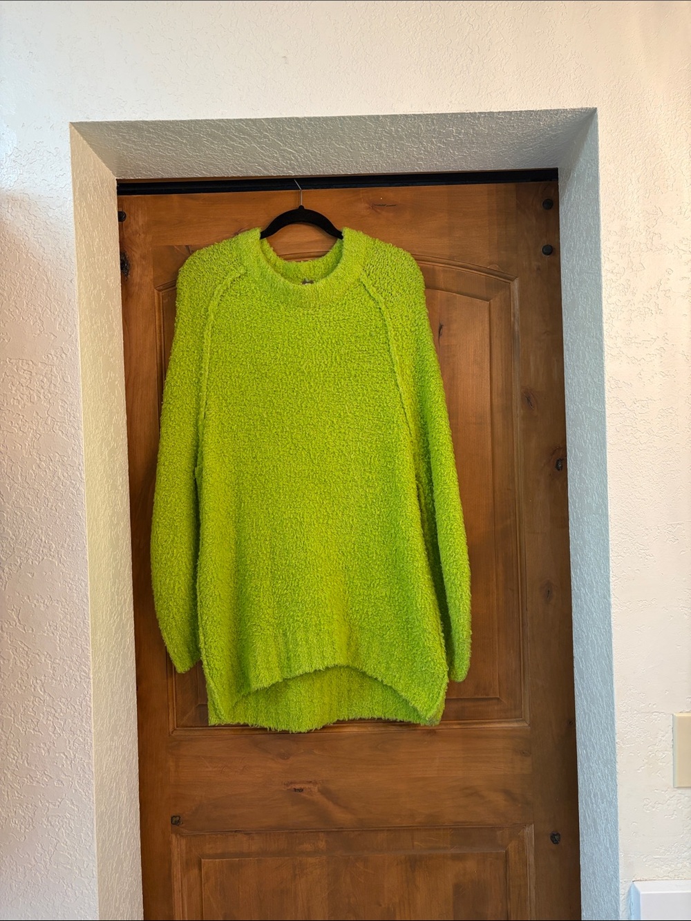Free People Plush Crewneck Sweater in Lime